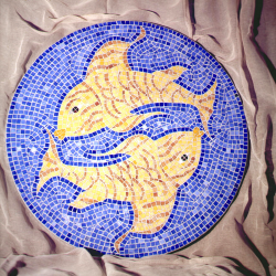 Piano tavolino mosaico  " pesci "